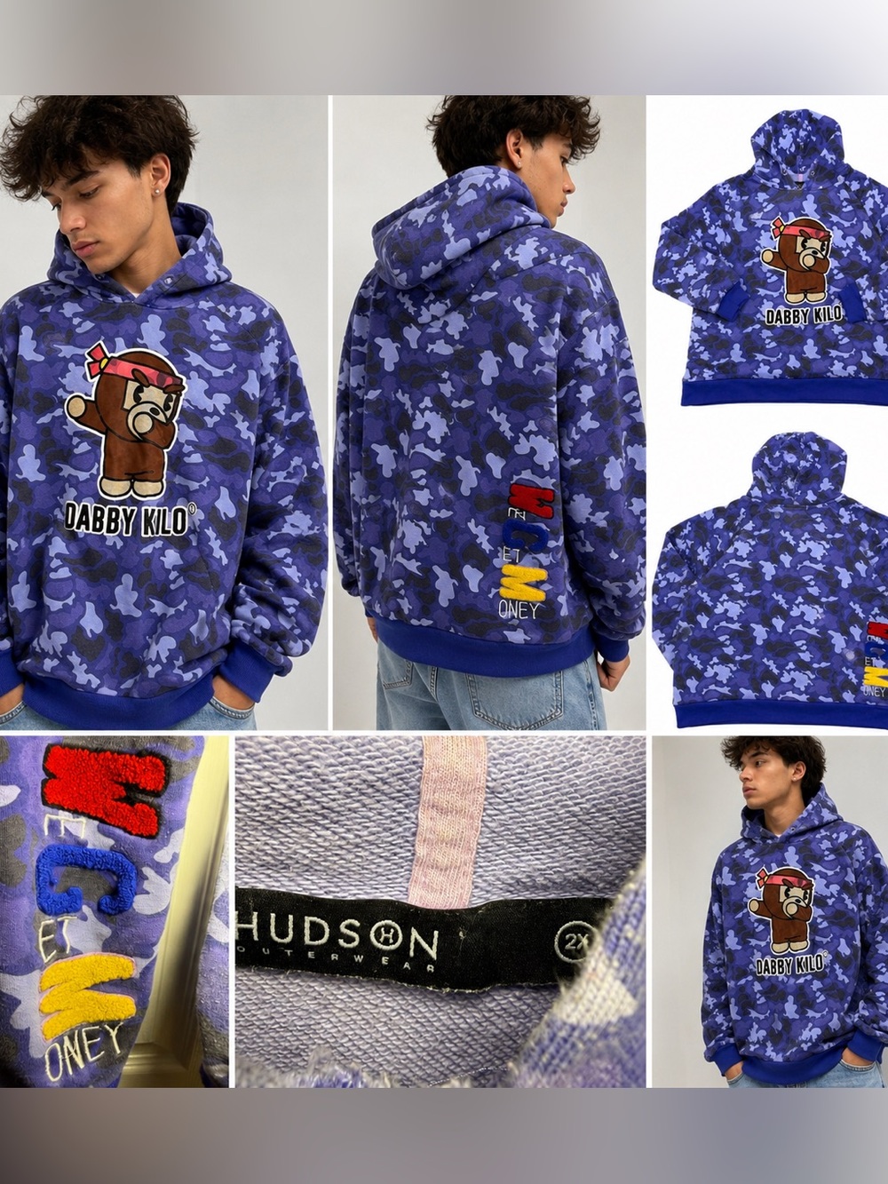 Hudson Outerwear Purple Camo We Get Money Graphic Hoodie Men’s 2XL